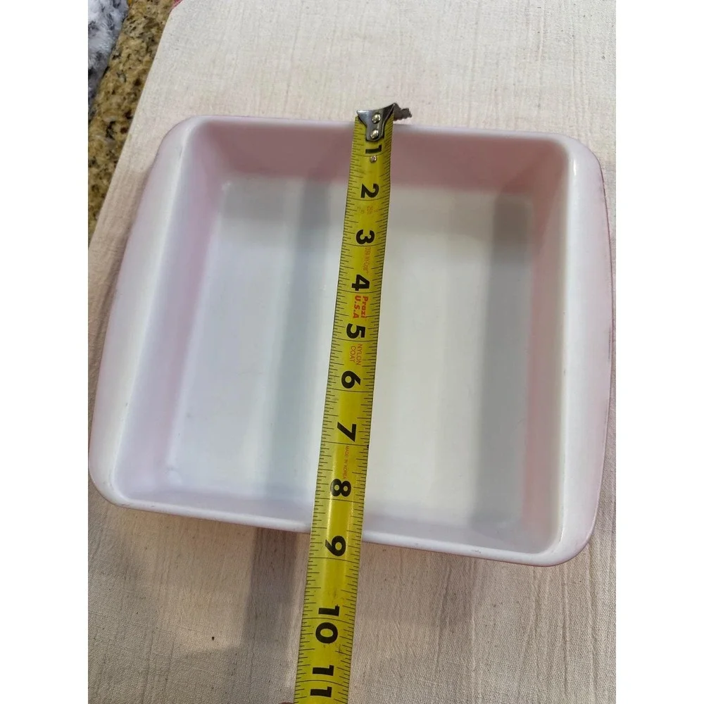 Vintage Pyrex 222 8 Inch Square Cake Dish Coral Pink Flamingo Milk Glass‎ Oven